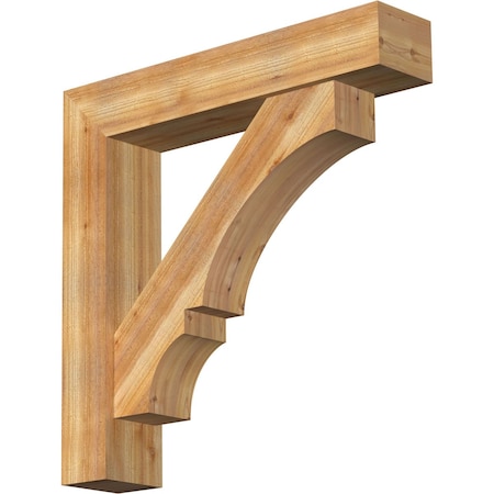 Ekena Millwork Balboa Block Rough Sawn Bracket w/ Offset Brace, Western Red Cedar, 8"W x 40"D x 40"H BKT0806X40X40BOA05RWR